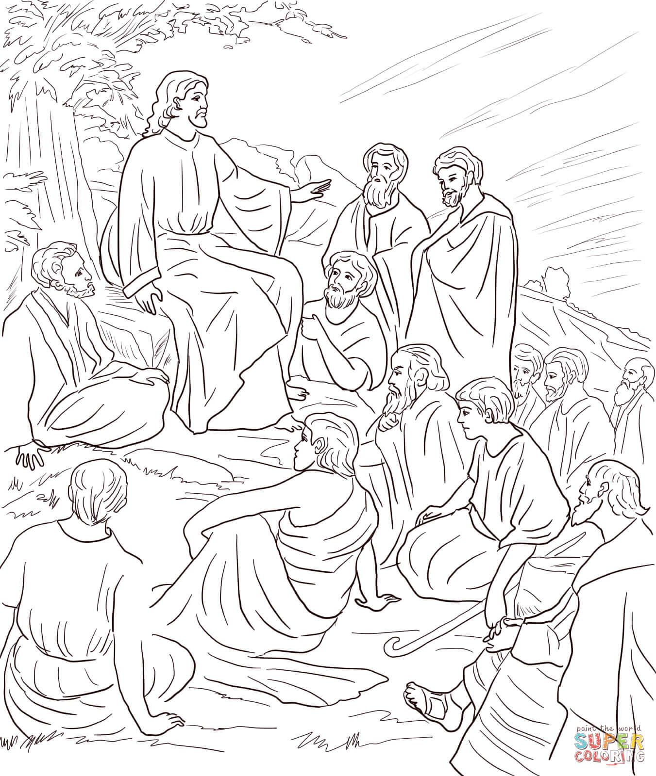 1351x1600 Jesus Teaching People Coloring Page Free Printable Pages