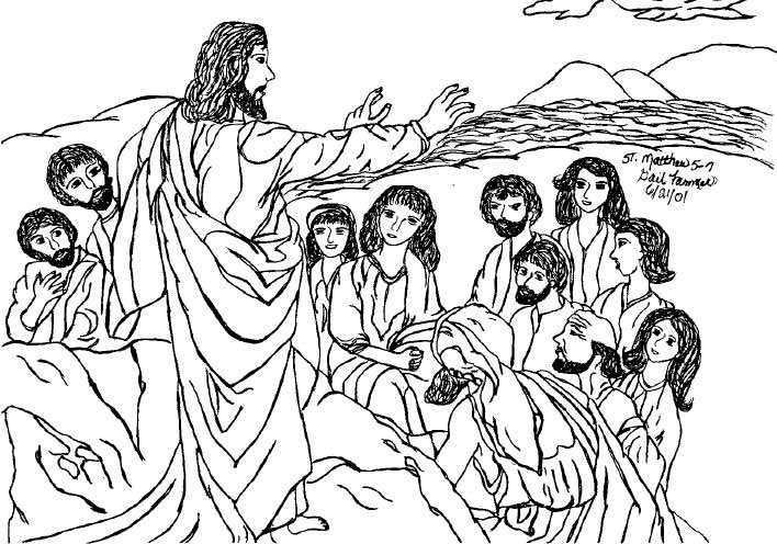 708x496 Sermont On The Mount Coloring Pages The Beatitudes Sermon