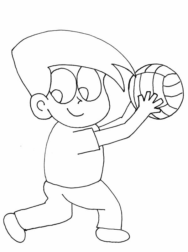 600x801 Cartoon Volleyball Ready For Service Coloring Page