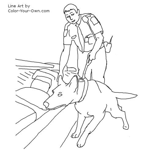 500x500 Drug Detection Service Dog Coloring Page