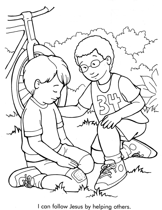 672x871 I Can Follow Jesus By Helping Others Coloring Page