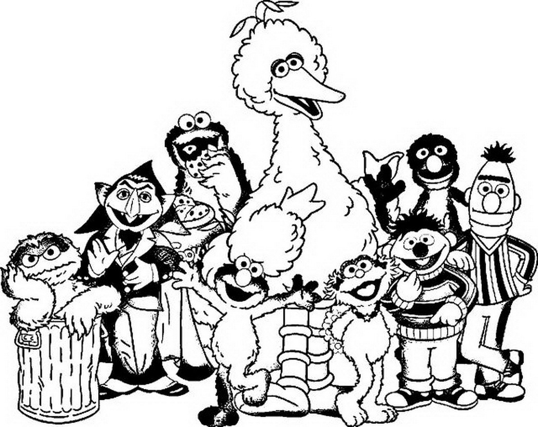 1048x832 Outstanding Coloring Pages Of Sesame Street Characters Sheet