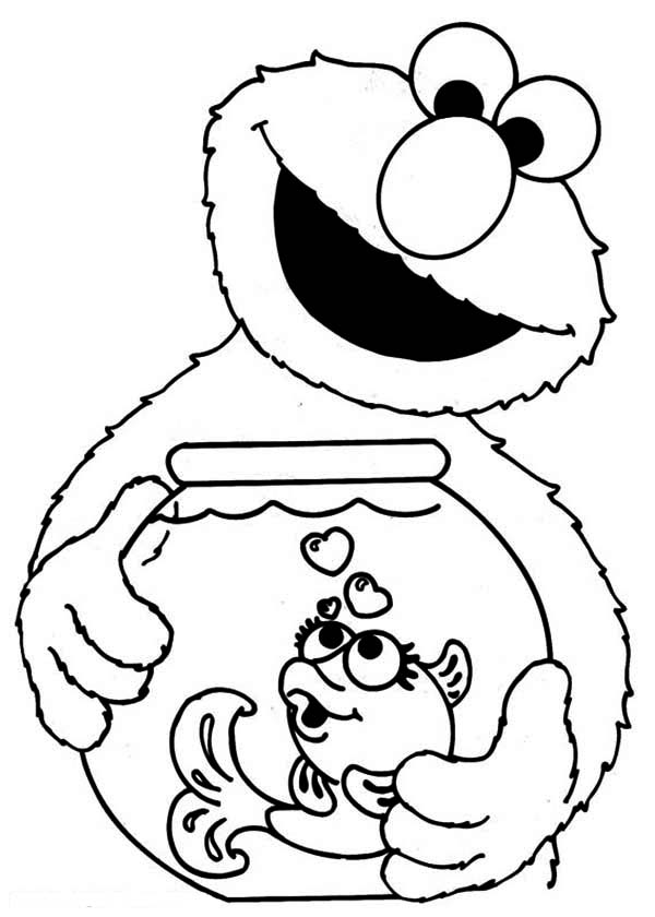 600x840 Elmo Holding Fish Bowl In Sesame Street Coloring Page Color Luna