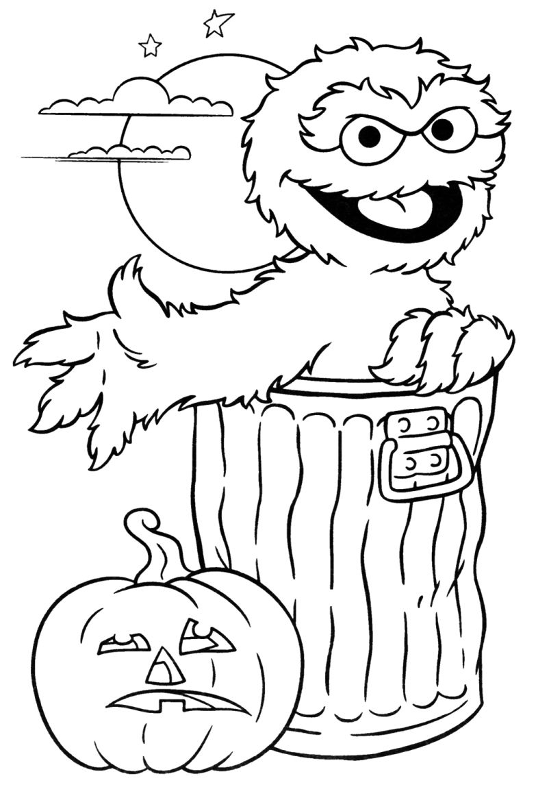 802x1149 Print Oscar Sesame Street Halloween Coloring Pages Or Download