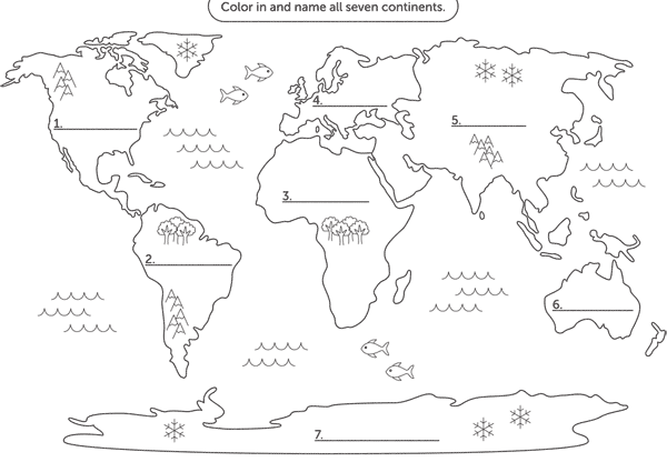 600x425 Seven Continents Coloring Page Free Coloring Map The 7 Continents