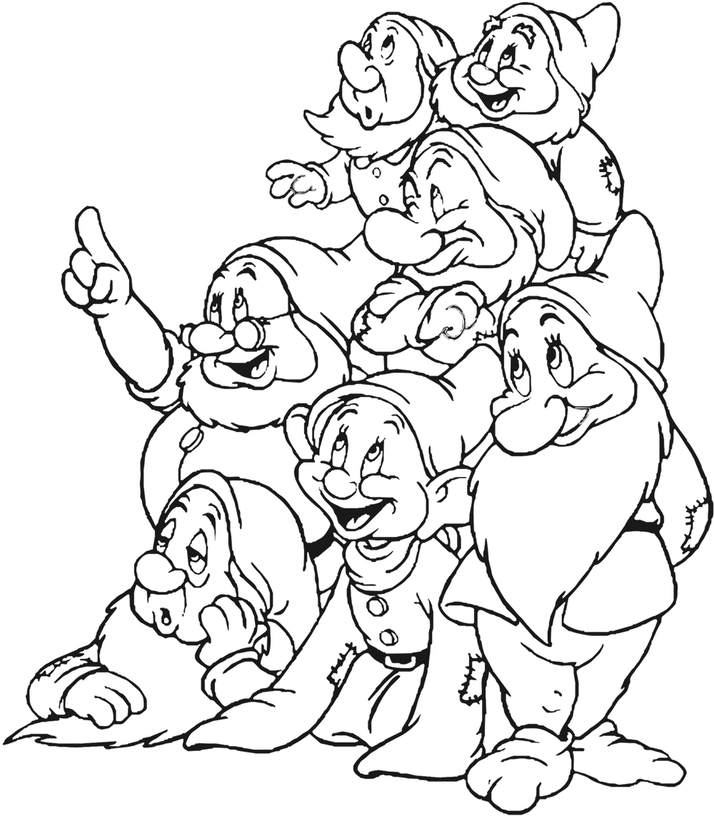 1000x1143 Innovative Snow White And The Seven Dwarfs Coloring Page Pages