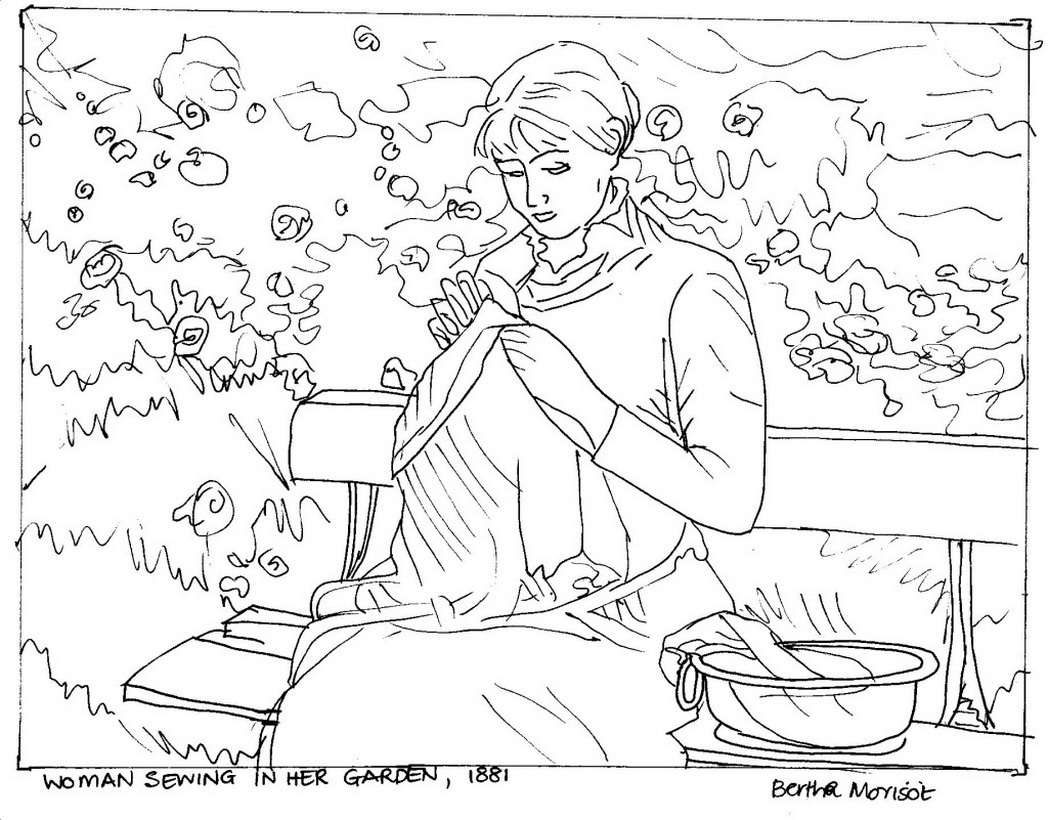 1048x820 Here Your Free Pdf Berthe Morisot Woman Sewing Outline 526277