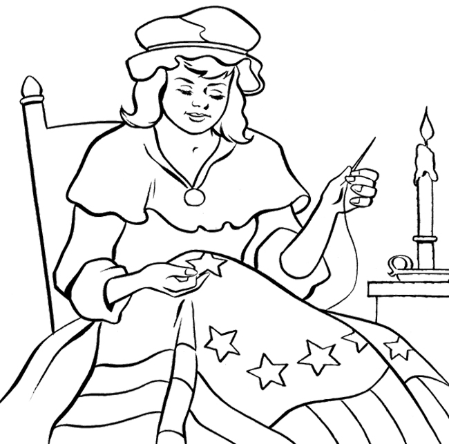 650x643 Betsy Ross Flag Coloring Page