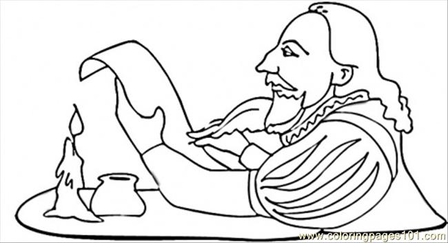 650x352 Shakespeare Is Writing A Play Coloring Page
