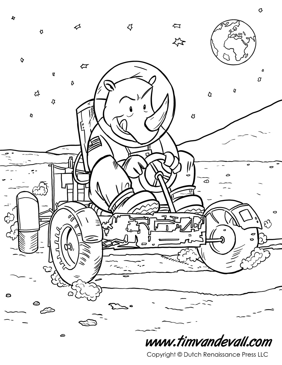 927x1200 Animals In Space! Four Printable Coloring Pages