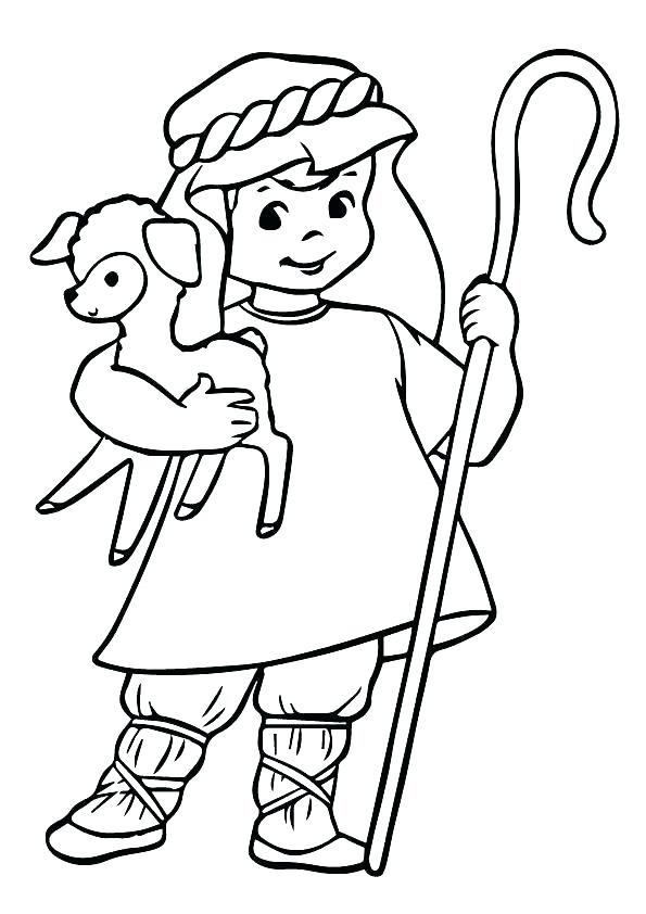 595x842 Shepherd With Sheep Coloring Page Images Sheep And Shepherd