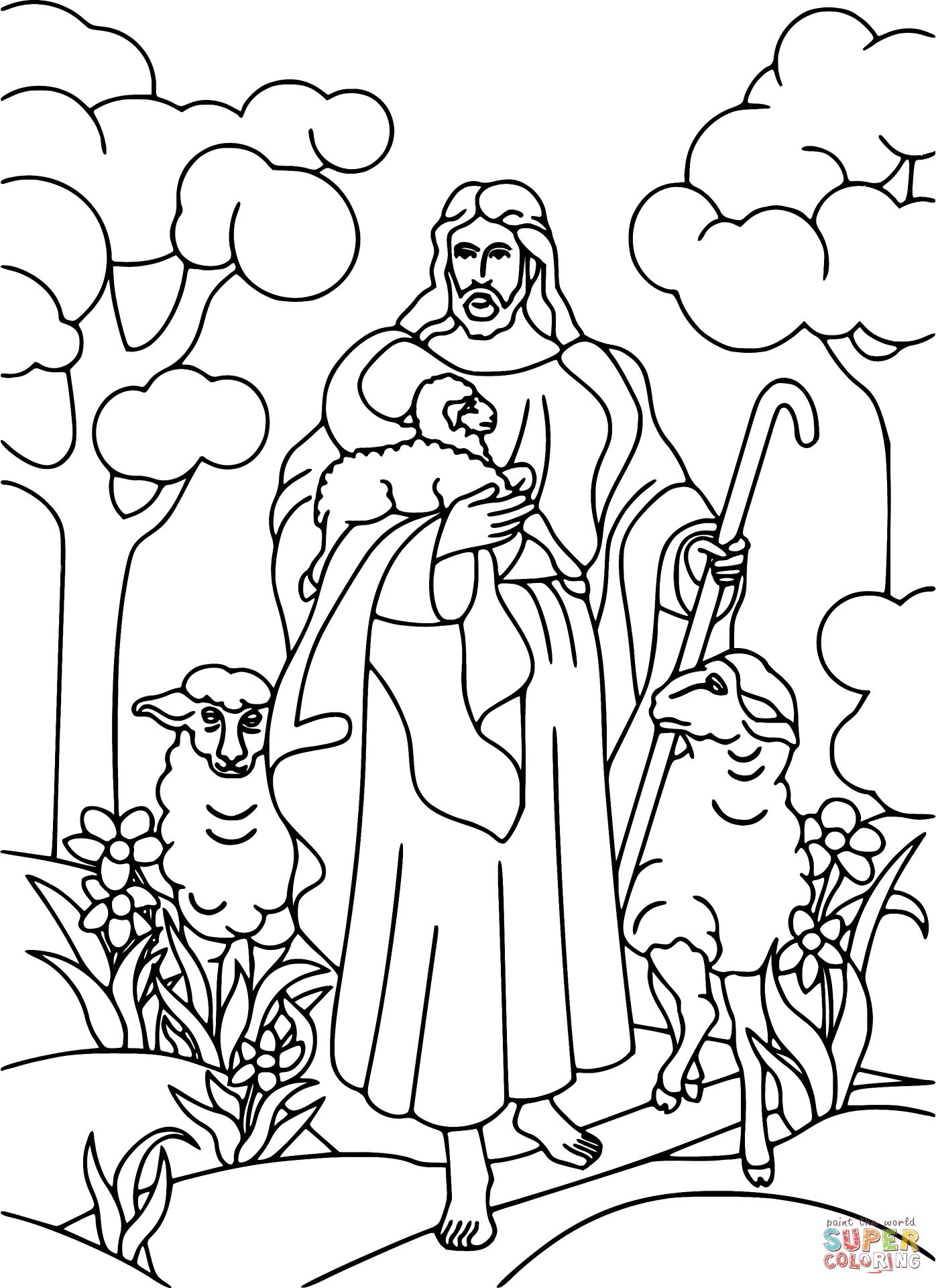 1396x1920 Jesus Holding Lamb Coloring Page For The Good Shepherd Coloring