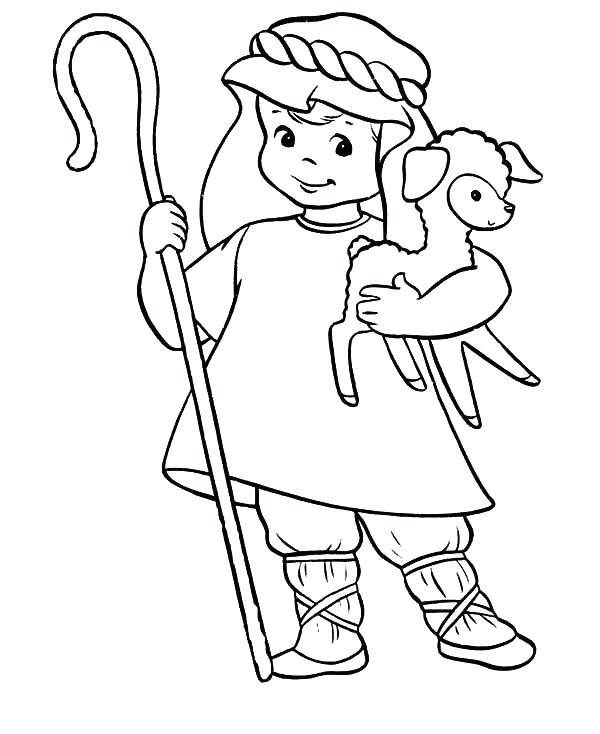 600x734 Jesus The Good Shepherd Coloring Pages Also Shepherd Boy Coloring