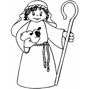 300x300 Shepherd Boy With Staff Coloring Page