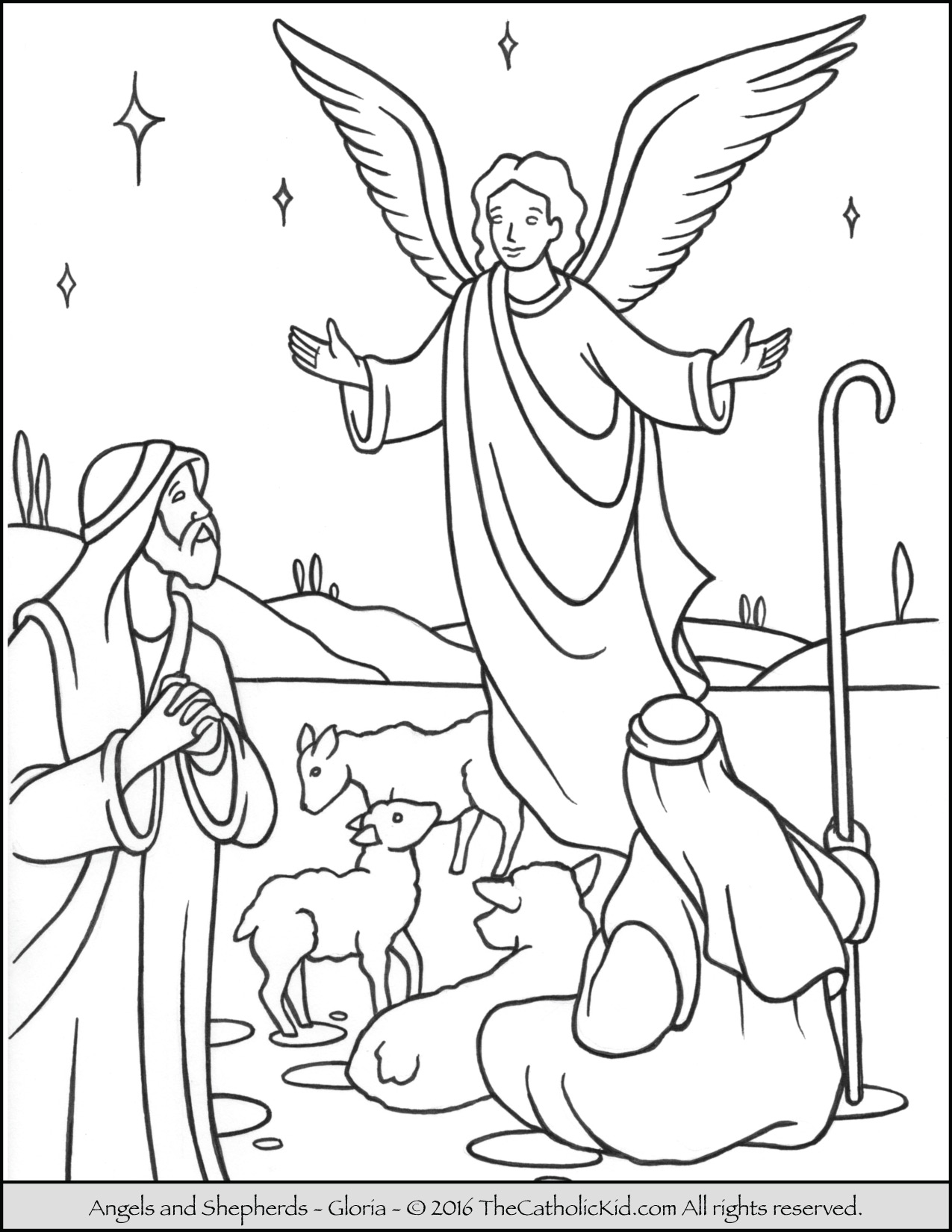 1275x1650 Angels Shepherds Gloria Coloring Page
