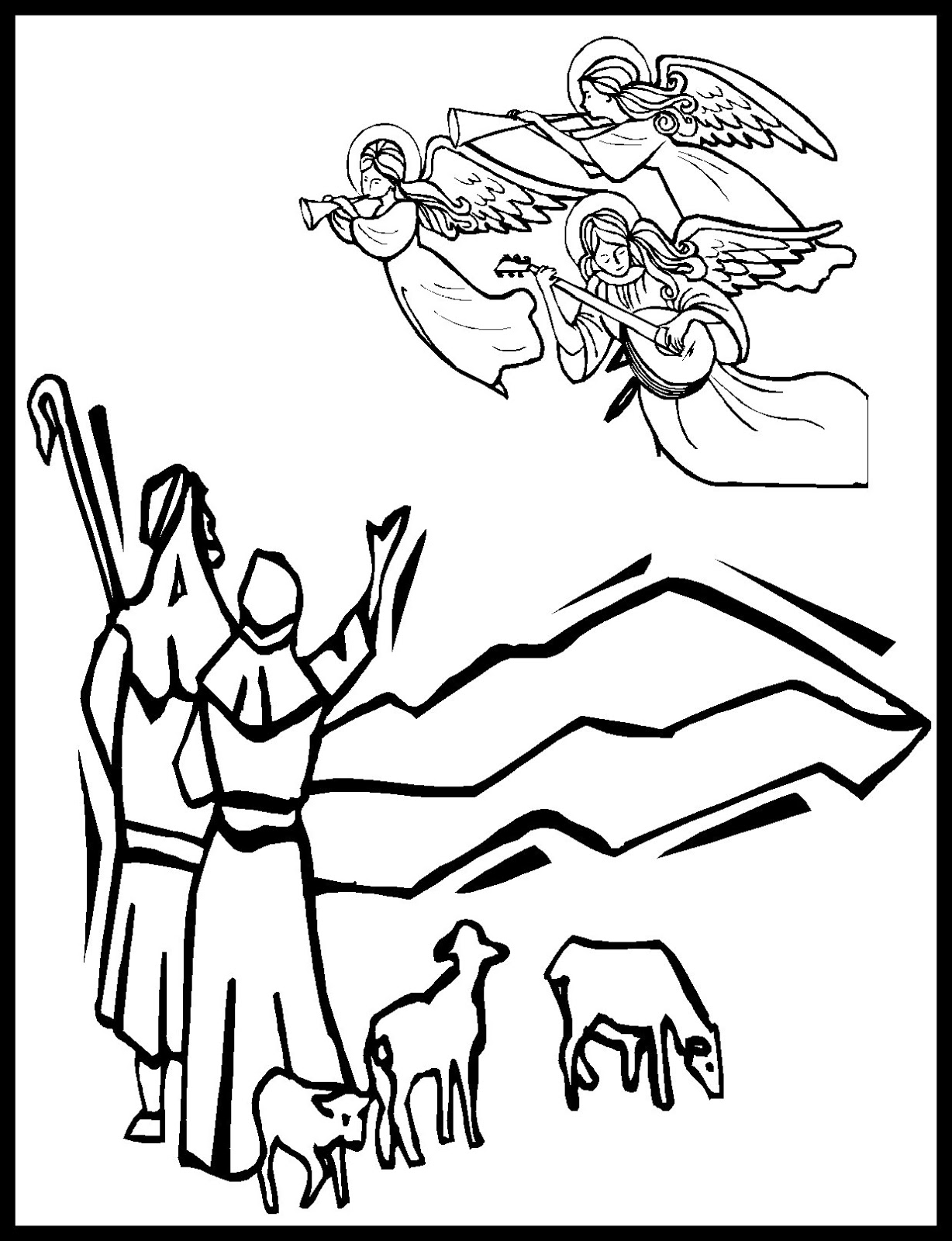 1228x1600 Angels And Shepherd's Coloring Pages
