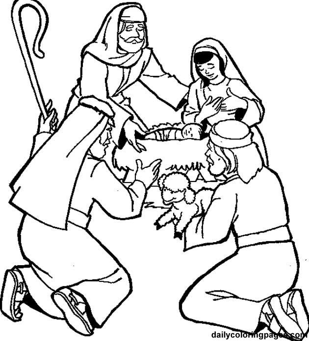 630x697 Shepherds Visit The Baby Coloring Page Journey To Bethlehem