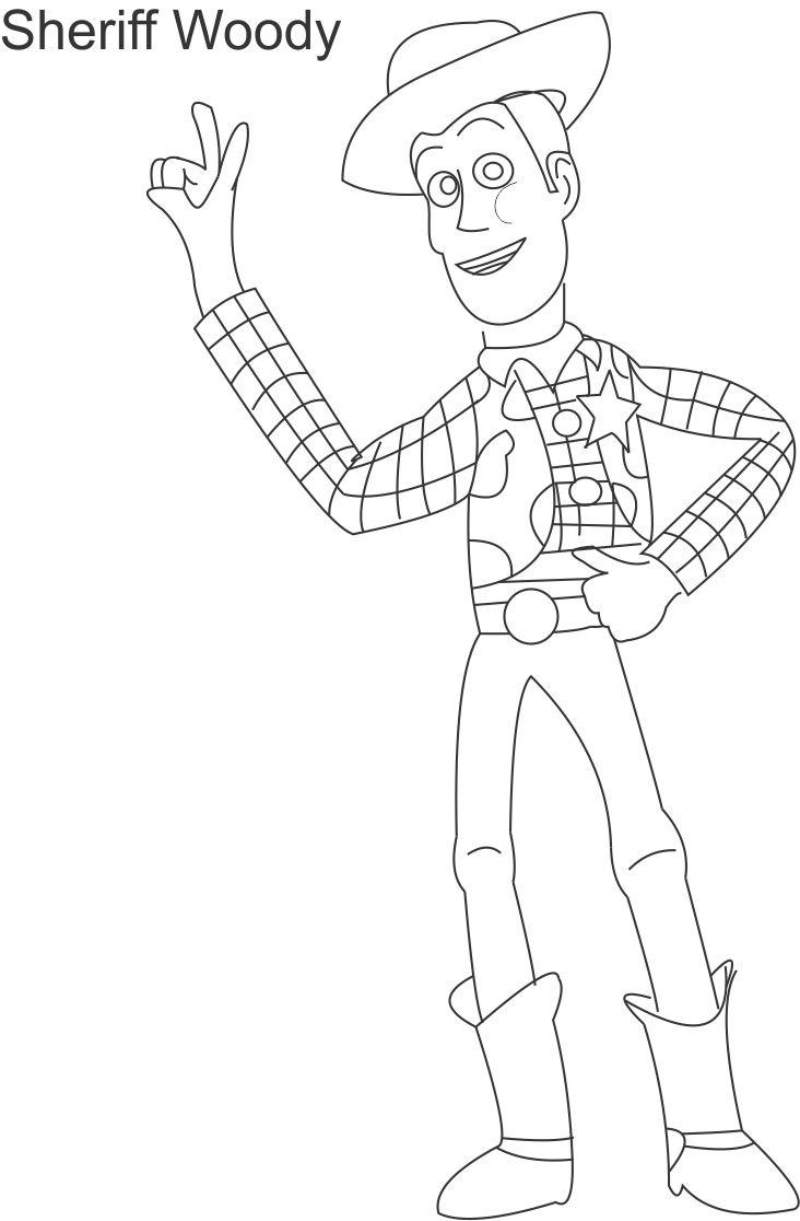 732x1116 Toy Woody Sheriff Coloring Page For Kids