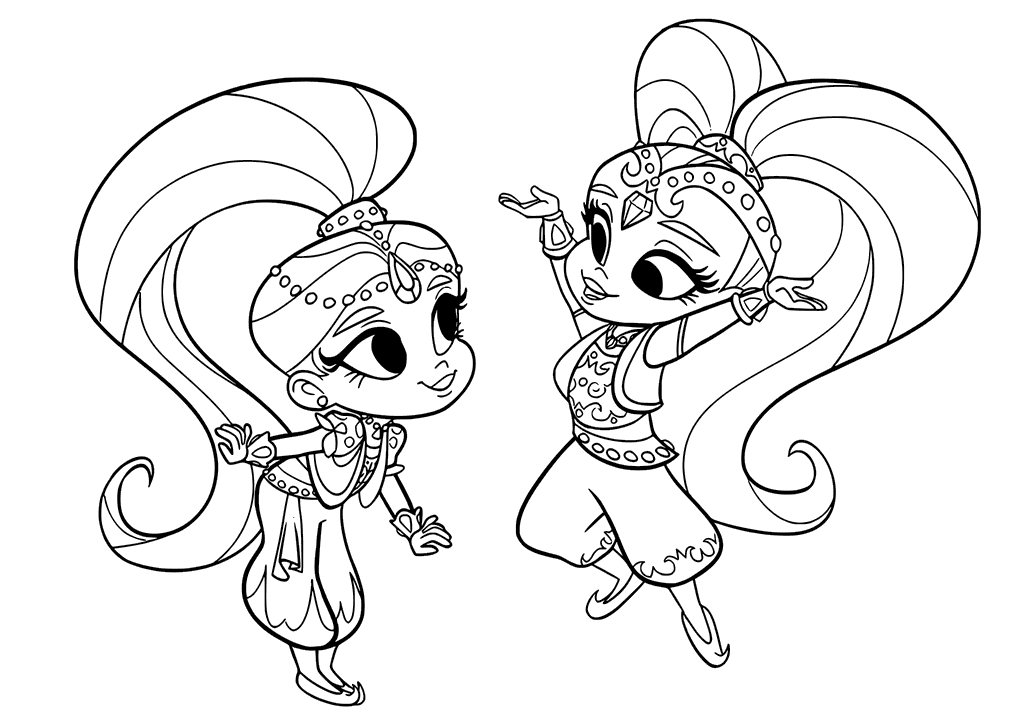 1024x719 Shimmer And Shine Coloring Pages