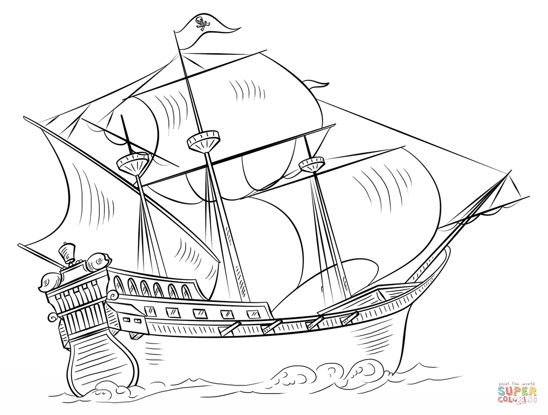 1080x817 Pirate Ship Coloring Page Free Printable Coloring Pages Pirate