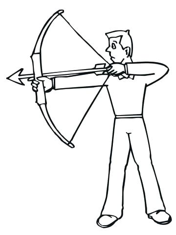 360x480 Cupid Bow And Arrow Coloring Page Archer Ready To Shoot Free
