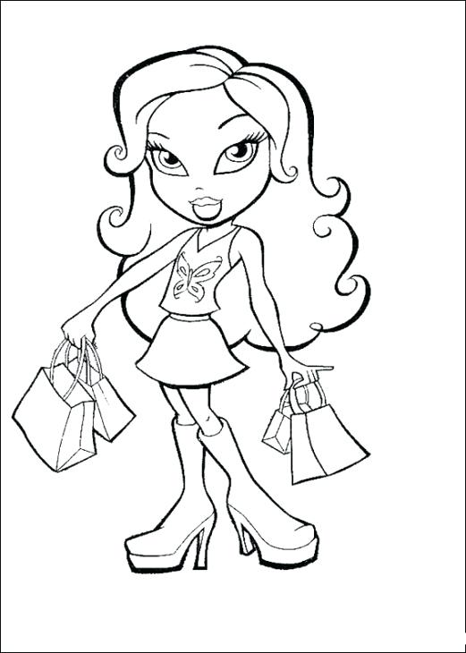 521x730 Bratz Doll Coloring Pages Doll With Shopping Bags Coloring Sheet