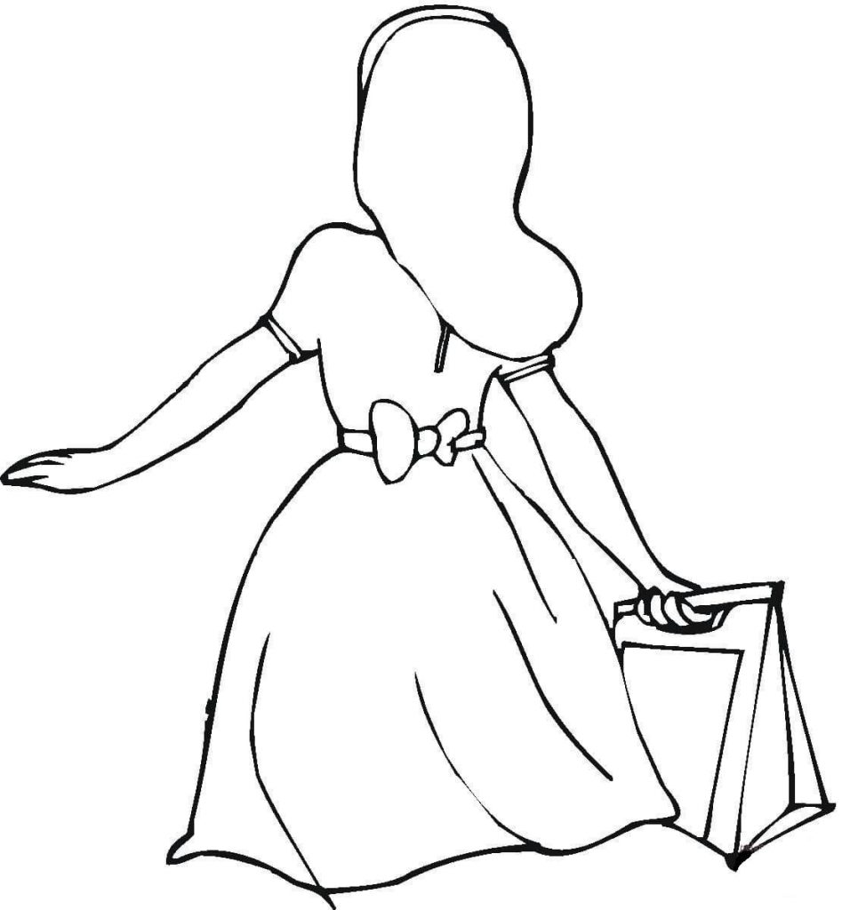 947x1024 She Bought A Nice Dress Shopping Coloring Page