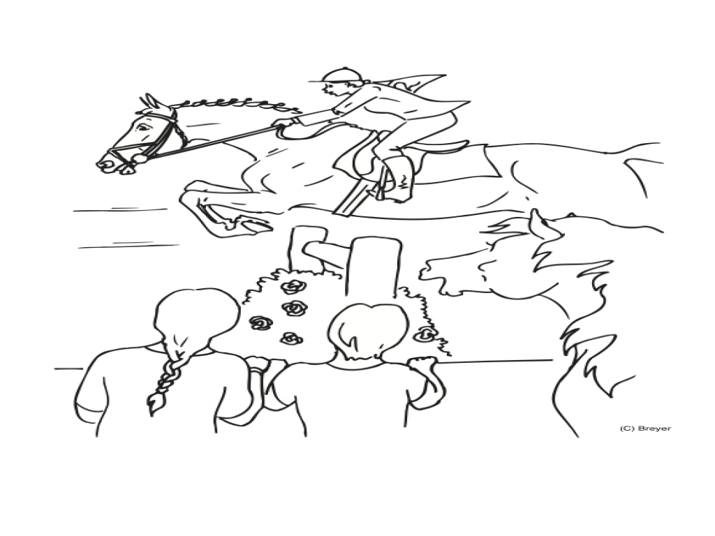 1024x768 Horse Jumping Coloring Sheets Show Pages