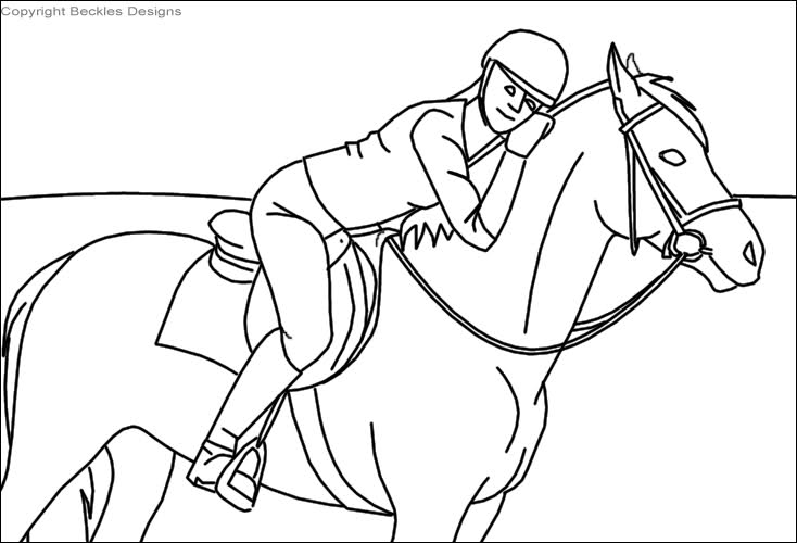 734x500 Coloring Pages Of Horses Jumping