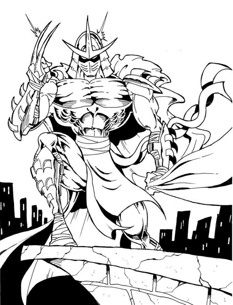 768x1004 Shredder Enemy From Tmnt Coloring And Sketch Drawing Page