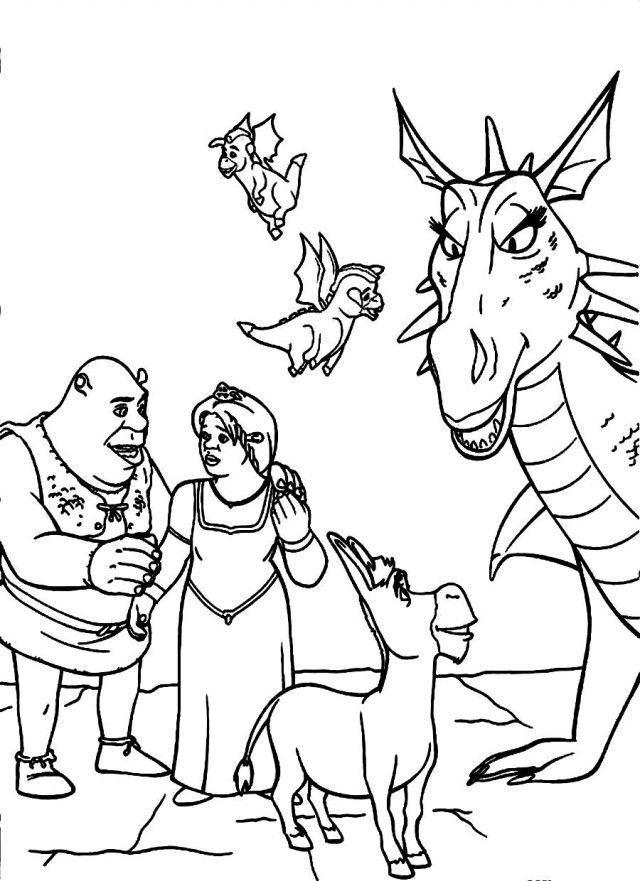 640x881 Download Shrek Fiona And Donkey Family Coloring Pages Or Print