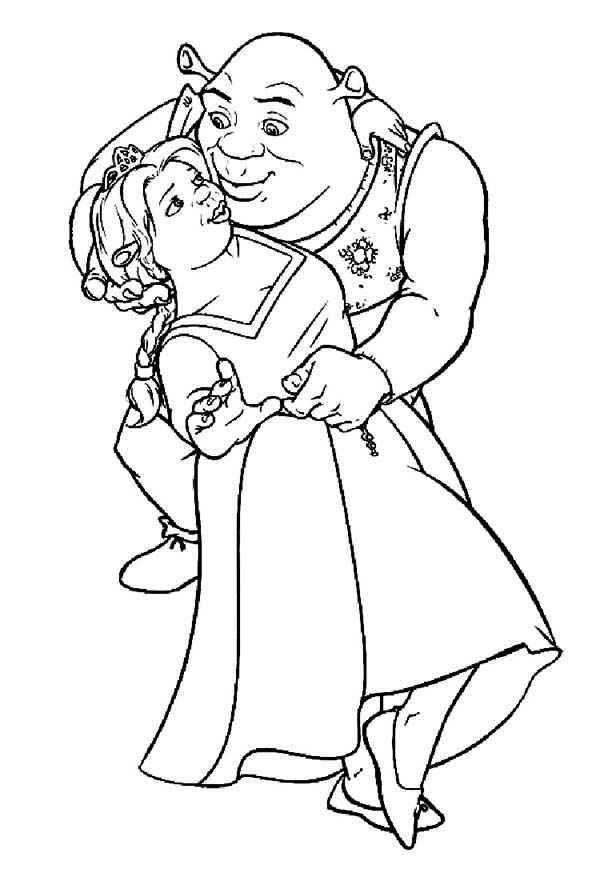 600x873 Shrek And Princess Fiona Do The Tango Coloring Page Color Luna