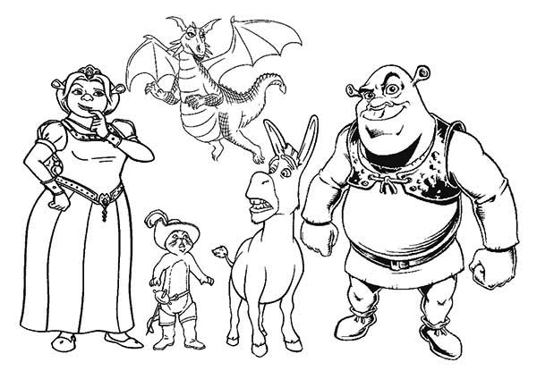 600x424 Shrek Coloring Pages All The Shrek Movie Characters Coloring Page