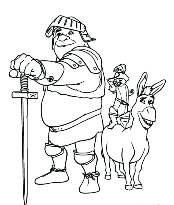 600x704 Shrek Coloring Book The Best Team Ever After Puss And Donkey