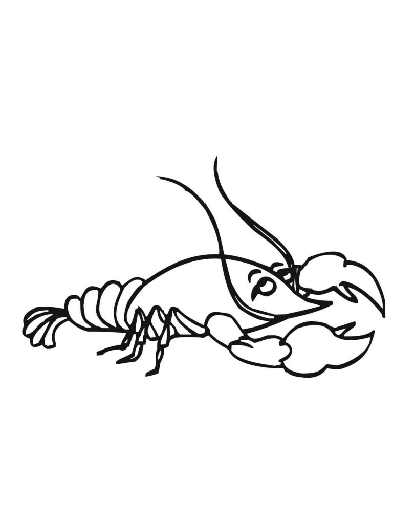 768x1024 Funny Crayfish Coloring Page Free Download