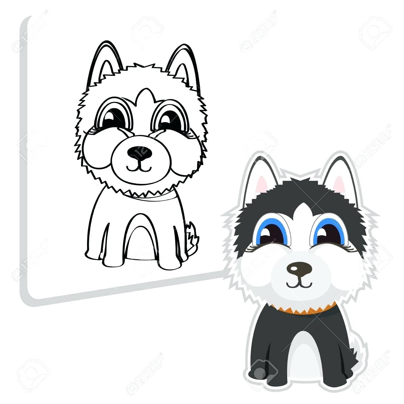 1300x1300 Black And White Cartoon Illustration Funny Siberian Husky New