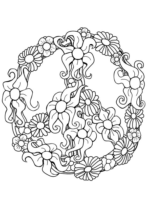595x842 Peace Sign Coloring Pages For Adults Printable