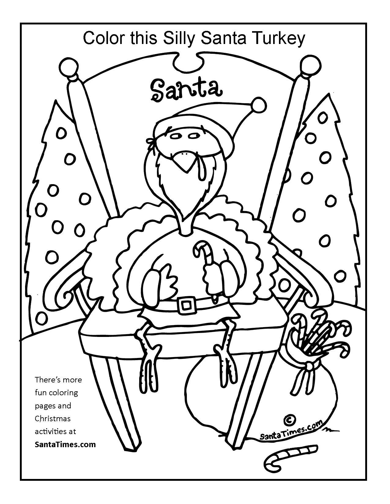 1275x1650 Silly Santa Turkey Coloring Page