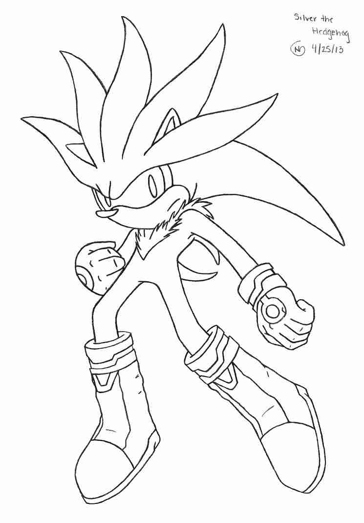 745x1071 Alert Famous Silver The Hedgehog Coloring Page