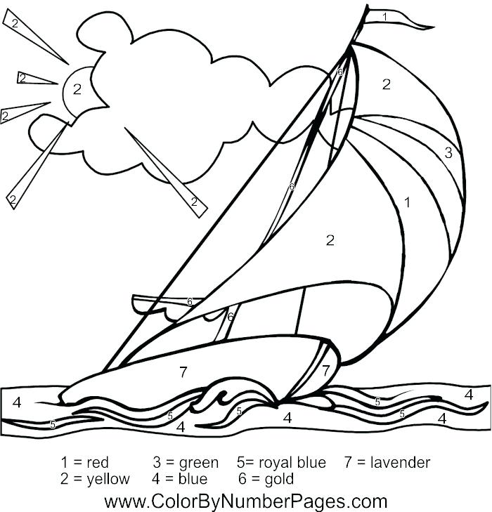 700x729 Color By Number Coloring Pages Fishing Boat Coloring Page Edtips
