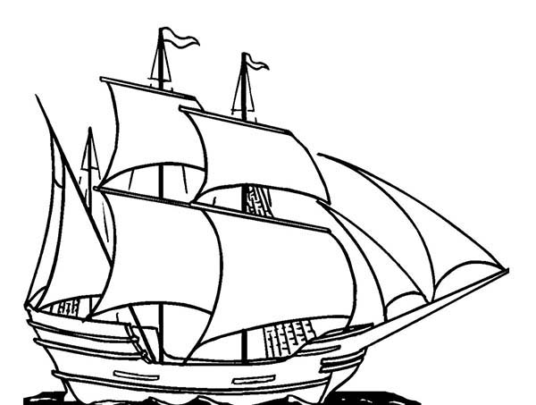 600x453 Galleon Sailing Boat Coloring Pages Batch Coloring