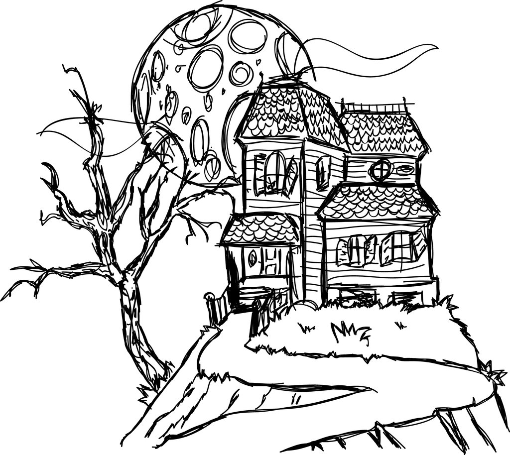 Simple Haunted House Coloring Pages