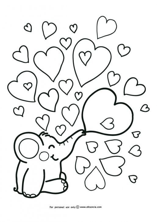 515x730 Simple Elephant And Heart Doodle Coloring Page For Kindergarten