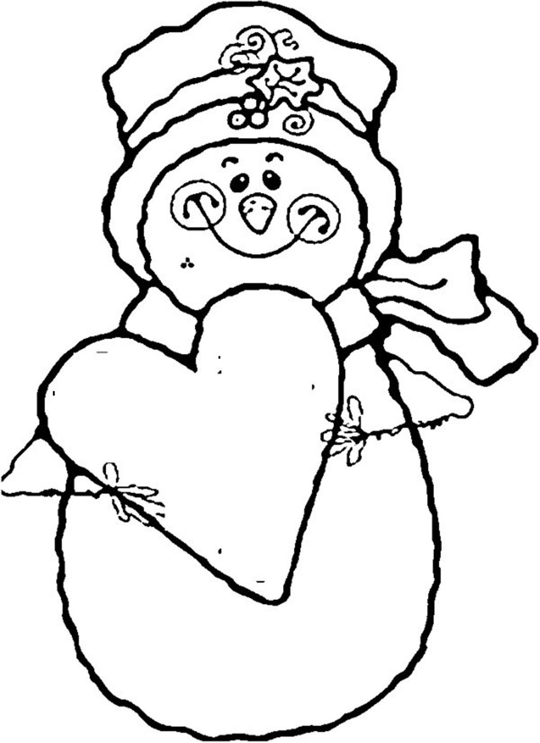 1068x1470 Simple Heart And Snowman Coloring Pages To Print Have Snowman