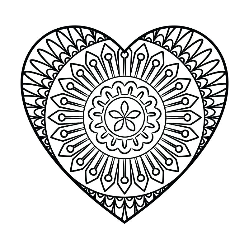 800x800 Heart Mandala Coloring Pages Heart Mandala Coloring Page Outline