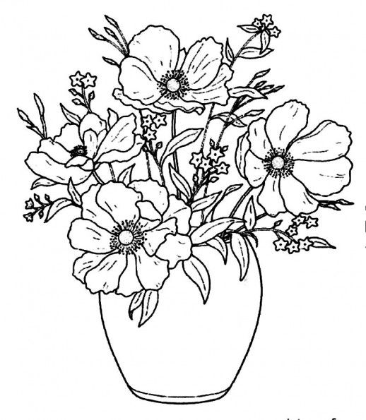 518x595 Pretty Flowers In Simple Vase Beautify Your House Coloring Pages
