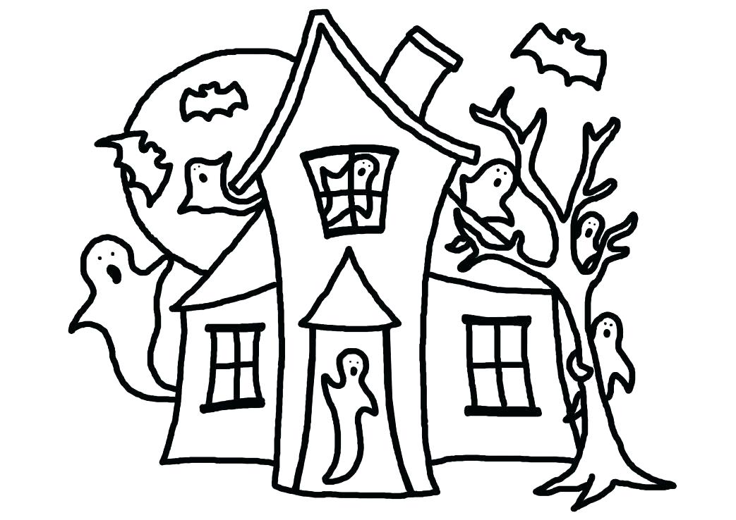 1043x738 Simple Haunted House Coloring Pages Deepart