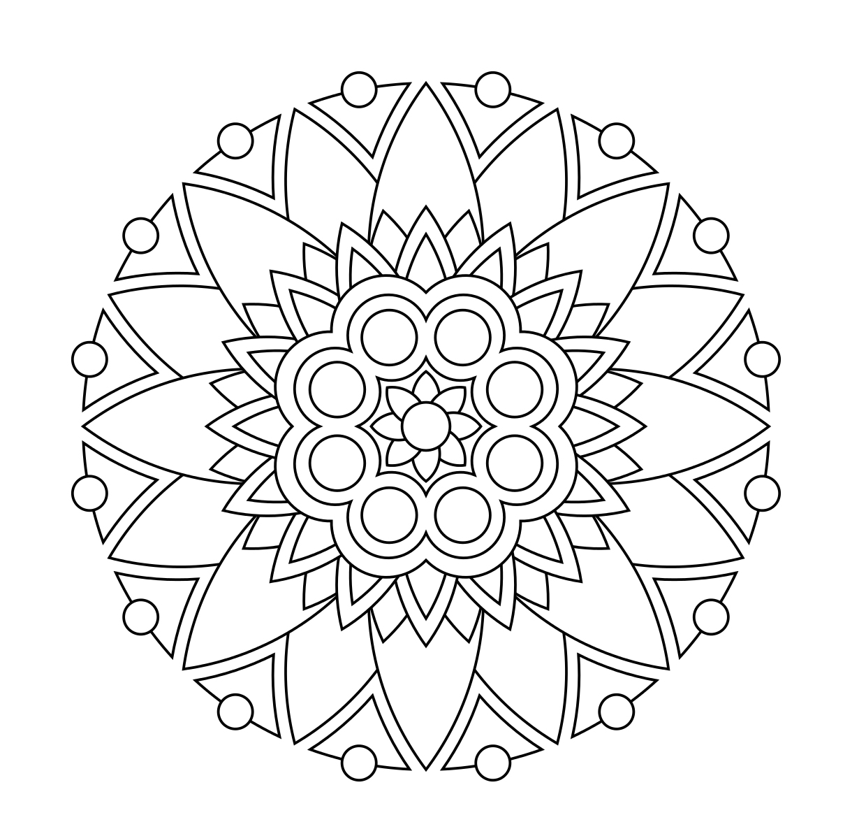 1240x1196 Easy Mandala Coloring Pages 12