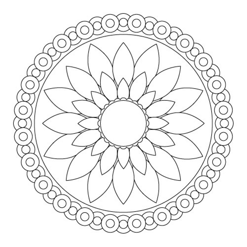 945x945 Simple Mandala Coloring Pages Printable Throughout