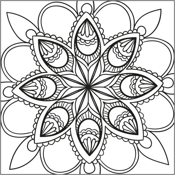 Simple Mandala Flower Coloring Pages